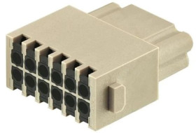 Socket contact insert, DD, 12 pole, equipped, spring connection, 09140122734