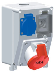 Rozdzielnica naścienna 1x16A 230V, 1xCEE 16A 5P 400V, 1xD01/1 IP44 51067