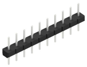 Pin header, 10 pole, pitch 2.54 mm, straight, black, 10057863