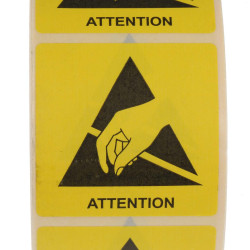 Etykieta ESD Żółty opis Ostrzeżenie tekst Attention Etykieta