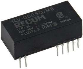 Przetwornica DC-DC, 2W, Uwe 4,5 → 5,5 V DC, Uwy 5V dc, Iwy 400mA, Recom