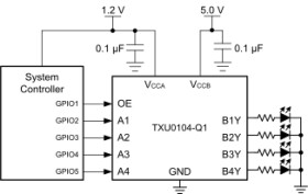 Automotive four channel unidirectional level shifter