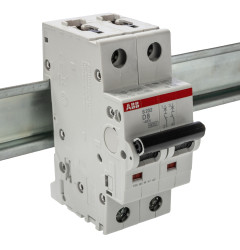 Wyłącznik nadprądowy MCB, Typ D, 2-biegunowy, 8A, 400V, 125V, na szynę DIN, ABB S202-D8, S200