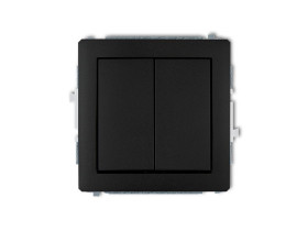 DECO Wyłącznik podwójny świecznikowy zwierny przycisk (dwa klawisze bez piktogramów wspólne zasilanie) czarny mat 12DWP-44.1 KAR