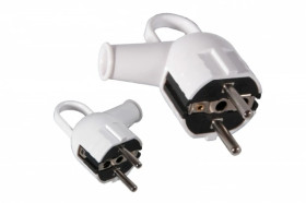 Wtyczka prosta z/u 16A 250V UNISCHUKO WT-16 biała D.3101N