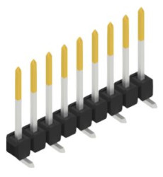 Pin header, 9 pole, pitch 2.54 mm, angled, black, 10047737