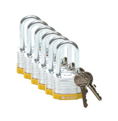 Kłódka LOTO stalowa, laminowana, szekla 38 mm, żółta (6 szt.), 814098