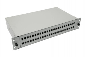 Przełącznica światłowodowa 2U/19, 48xSC Simplex, wysuwana na rolkach, szara