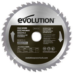 Evolution FW210TCT-40 Fine Wood Mitre/Table Saw Blade 210 x 25.4mm x 40T