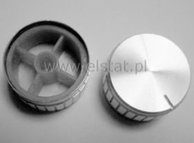 Gałka srebrna fi=30mm / oś=6mm H=17mm