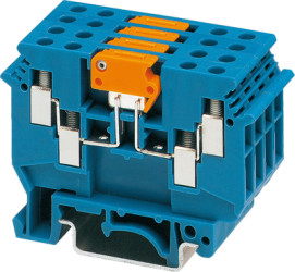 Knife disconnect terminal, screw connection, 0.2-6.0 mm², 4 pole, 16 A, 8 kV, blue, 2775223