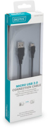 USB 2.0 adapter cable, USB plug type A to micro USB jack type B, 1 m, black, DB-300127-010-S