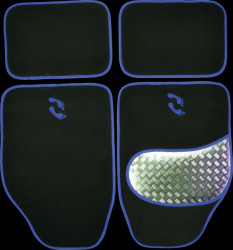 Vehicle - floor mat, aluminium-look pad, blue, set of 4