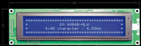 EA W404B-NLW LCD module, 4x40, H:4.9mm, bl/ws, w.Bel.