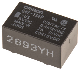 Przekaźnik mocy 5V dc SPDT Omron, montaż PCB 125Ω Otwór przezierny