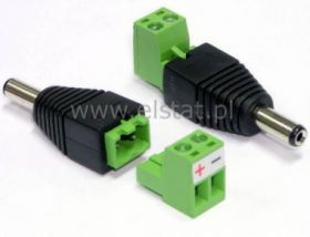 Wtyk DC 2,1 / 5,5 z szybkozłączem, kostka kątowa