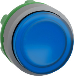 Pushbutton, for universal LED, illuminable, waistband round, blue, front ring light gray, mounting Ø 22 mm, ZB5AW163C0