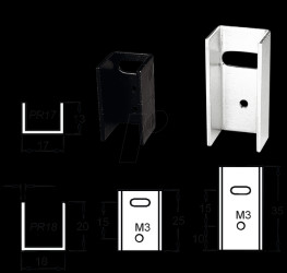 PR18/25/SE U-shaped heat sink, 25x18x20mm, 17K/W, elongated hole