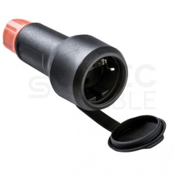 Gniazdo hermetyczne prądowe z klapką [2P+Z] 230V 16A czarno-czerwone IP54 na kabel XF2165 ELEKTRO-PLAST NASIELSK