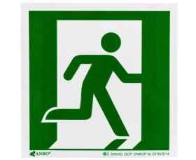 Samoprzylepna tabliczka ostrzegawcza /Drzwi ewakuacyjne (w prawo) 150x150/ IE/002/F/FS