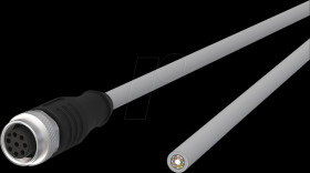 142MNA20050 Sensor cables, M12, 8-pin, coupling > open end, 5 m