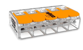 Szybkozłączka z dźwignią 5x 0,5-6mm2 transparentna / pomarańczowa 221-615 /opak.15szt./