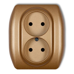 TREND Gniazdo podwójne b/u złoty metalik 8GP-2p