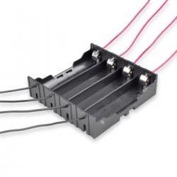 Pojemnik; koszyk baterii; MR18650x4; z przewodem 15cm; 4 obwodowy; czarny; 18650; 80x78x21mm; BHC-MR18650-4; RoHS