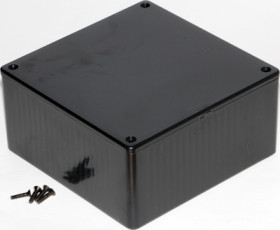 ABS enclosure, (L x W x H) 120 x 120 x 59 mm, black (RAL 9005), IP54, 1591USBK