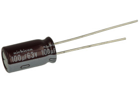 Kondensator; elektrolityczny; niskoimpedancyjny; UPW1J101MPD6; 100uF; 63V; UPW; fi 8x15mm; 3,5mm; przewlekany (THT); luzem; Nich