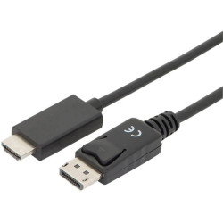 Digitus AK-340303-020-S adapter cable DisplayPort/HDMI 2m black triple shielded