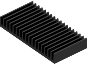 Extruded heatsink, (L x W x H) 50 x 100 x 15 mm, 3.4 to 1.9 K/W, black anodized, 10022630