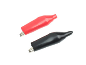 Krokodylek nieizolowany czarny / czerwony 44mm (4szt)