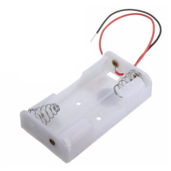 KOSZYK POJEMNIK BATERII 2xAA BIAŁY PŁASKI 2x R6 AA z Przewodem