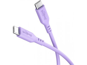 Kabel silikonowy USB-C, 1,5 m, liliowy miękki i...