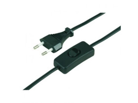 Przewód sznur przyłączeniowy z euro-wtyczką płaską 1,9 m, czarny, z z wyłącznikiemiem 05681