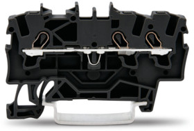 3-wire feed-through terminal, spring-clamp connection, 0.25-2.5 mm², 1 pole, 18 A, 8 kV, black, 2001-1305