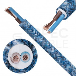 Przewód prądowy H03VV-F / OMY 300V 2x0,75 kabel w oplocie niebieski moher linka