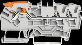 2102-1301 3-conductor through terminal block CAGE CLAMP® 2.5 mm², gray