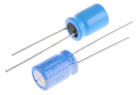 Kondensator 22μF 50V dc Radialny, Otwór przelotowy Nichicon roztaw: 3.5mm 8 x 11.5mm