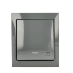 Simon Aquaclick Przycisk światło natynkowy z podświetleniem, IP44, 10AX, 250V, zaciski śrubowe ciemnoszary ACS1L/18