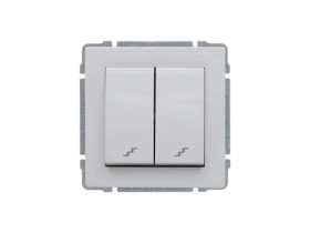 KOS 66 Łącznik podwójny schodowy z klawiszem bez ramki biały 660419 KOS