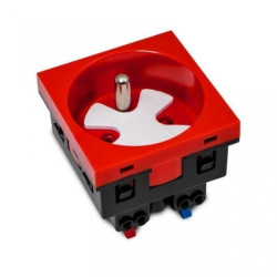 Gniazdo 230V z uziemieniem bezśrubowe 1-krotne std 45x45 z blokadą i zwalniaczem czerwone E/BGNBZ