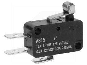 Mikroprzełącznik VS15N05-1C HIGHLY z dźwignią 12mm i rolką;15A/250V