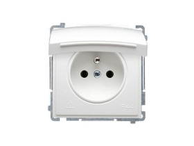 SIMON BASIC Gniazdo pojedyncze z uziemieniem z przesłonami i klapką IP44 białe BMGZ1Bz.01/11 KONTAKT SIMON
