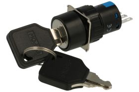 Przełącznik; stacyjka; LAS1-AY-11Y/21; ON-ON; 1 tor; 90°; 2 pozycje; bistabilny; na panel; do lutowania; 0,1A; 250V AC; 16mm; 40