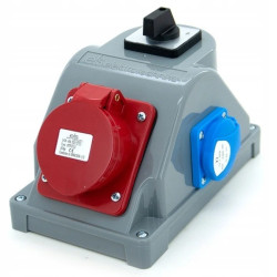 Rozdzielnica budowlana typ COMBOPOL 16A/4 + GS 230V + rozłącznik L-0-P, obudowa naścienna / natynkowa, N110LP/4