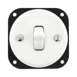 Włącznik światła pojedynczy kołyskowy ceramiczny, okrągły podtynkowy biały Ceramic Loft