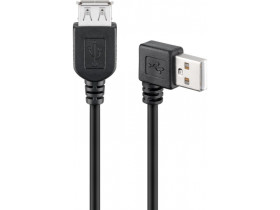 USB 2.0 Hi-Speed Verlängerungskabel 90° 0,3 m, Schwarz