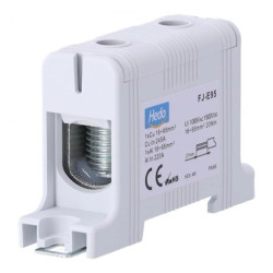 Blok rozdzielczy ‑ odgałęźny 1 ‑ polowy 16-95mm2 szary montaż płaski FJ-E95 85823